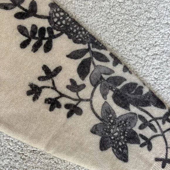 Anthropologie The Alani Cashmere Pilcro Mock-neck Sweater Beige Floral Large - Picture 6 of 16